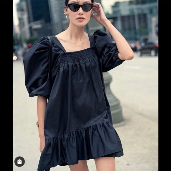 Puff Sleeve H&M dress bloggers fav black - Picture 4 of 10